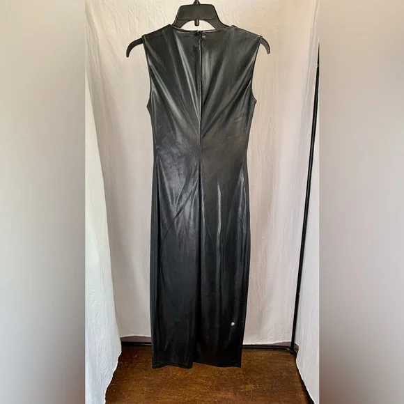 NWT, House OF Harlow 1960 Faux Leather Black Dress size XS/TP - Picture 2 of 5